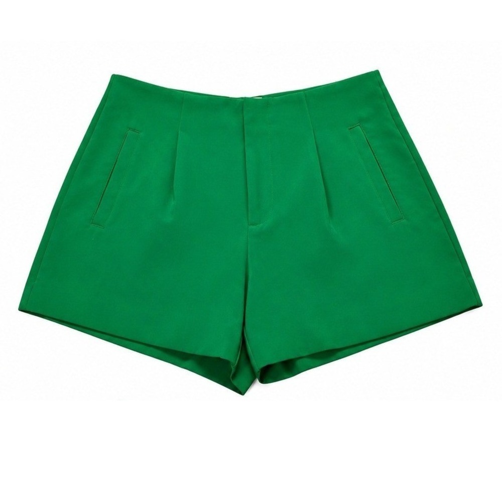 A New Day Green High Rise Pleated Shorts Size 10 Tailored Summer - Picture 2 of 9